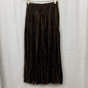 VTG Stella Dark Brown Velvet Maxi Skirt sz Large USA